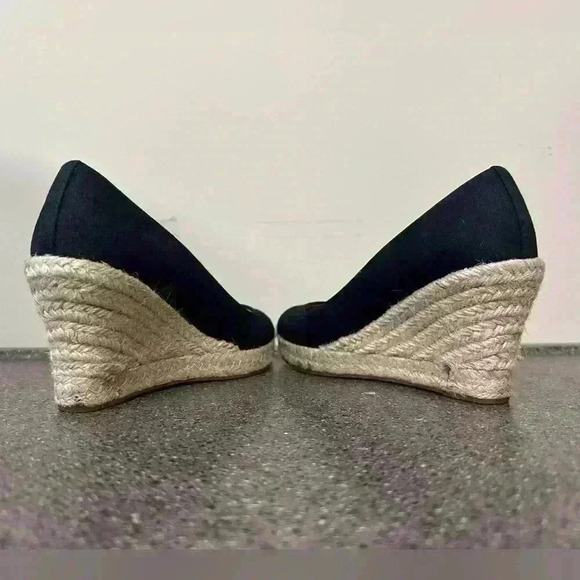 J.crew Womens Canvas Espadrilles Wedge Heels Shoes Black Slip On size 5 - Picture 6 of 8